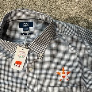 Houston Astros, Cutter & Buck Men's Black and White Checkered Shirt